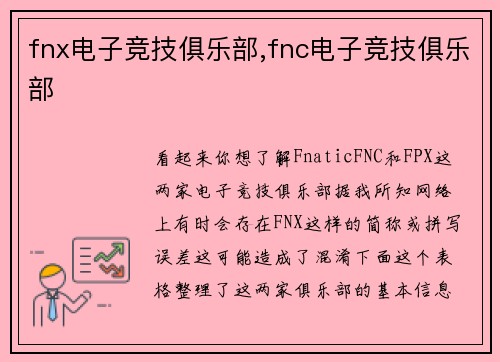 fnx电子竞技俱乐部,fnc电子竞技俱乐部